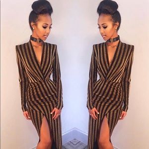 Sexy Black & Gold Tuxedo Dress